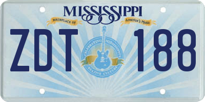 MS license plate ZDT188