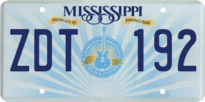 MS license plate ZDT192