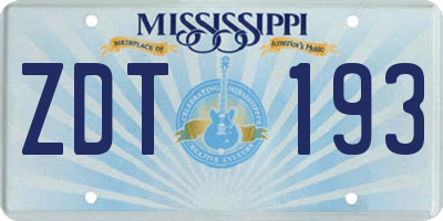 MS license plate ZDT193