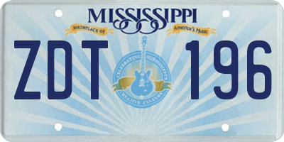 MS license plate ZDT196