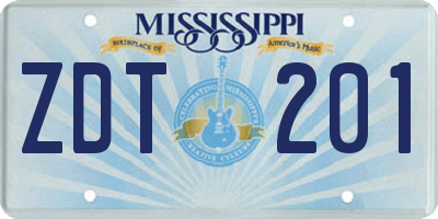 MS license plate ZDT201
