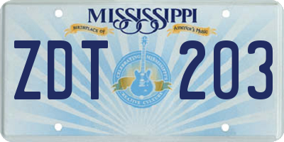 MS license plate ZDT203
