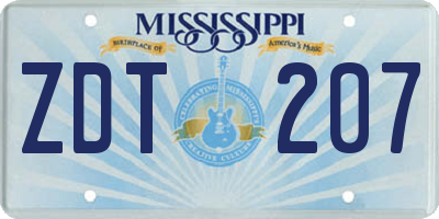 MS license plate ZDT207