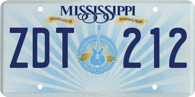 MS license plate ZDT212