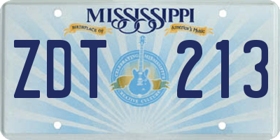 MS license plate ZDT213