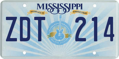 MS license plate ZDT214
