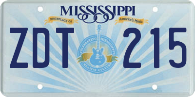 MS license plate ZDT215
