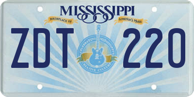 MS license plate ZDT220