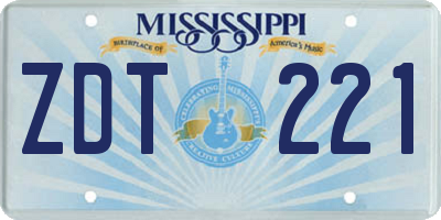MS license plate ZDT221