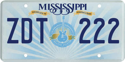 MS license plate ZDT222