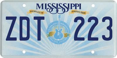 MS license plate ZDT223