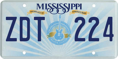 MS license plate ZDT224