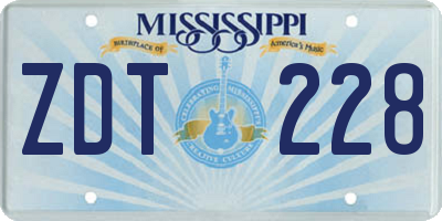 MS license plate ZDT228
