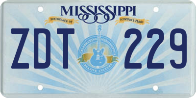 MS license plate ZDT229