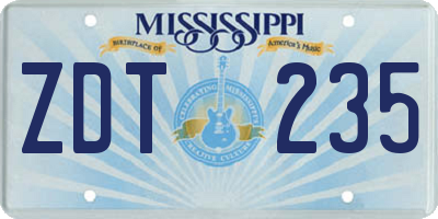 MS license plate ZDT235