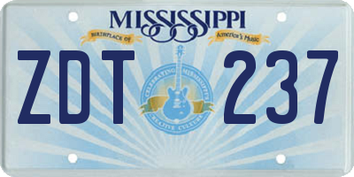 MS license plate ZDT237