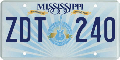 MS license plate ZDT240
