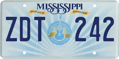MS license plate ZDT242