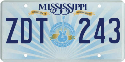 MS license plate ZDT243