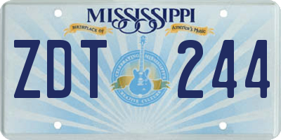 MS license plate ZDT244