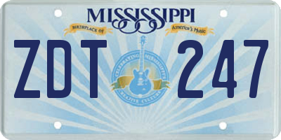MS license plate ZDT247