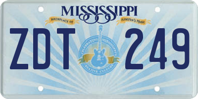 MS license plate ZDT249