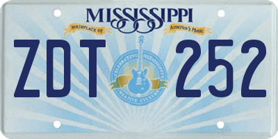 MS license plate ZDT252