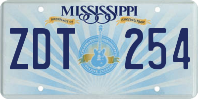 MS license plate ZDT254