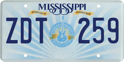 MS license plate ZDT259