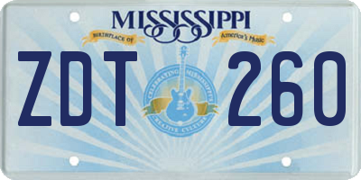 MS license plate ZDT260
