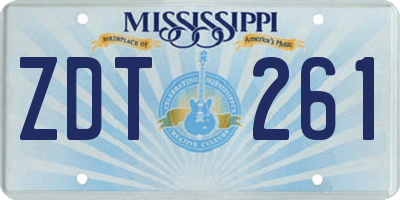 MS license plate ZDT261