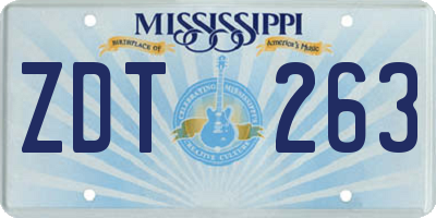 MS license plate ZDT263