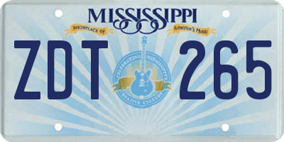 MS license plate ZDT265