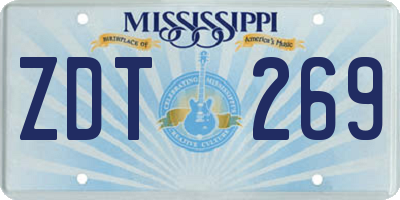 MS license plate ZDT269