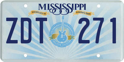 MS license plate ZDT271