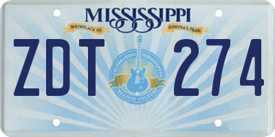 MS license plate ZDT274
