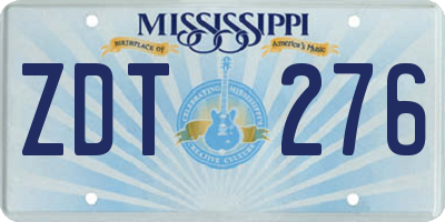 MS license plate ZDT276