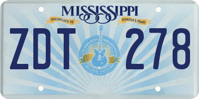 MS license plate ZDT278
