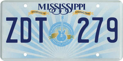 MS license plate ZDT279