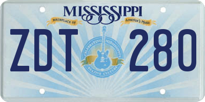 MS license plate ZDT280