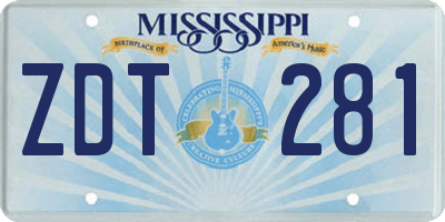 MS license plate ZDT281