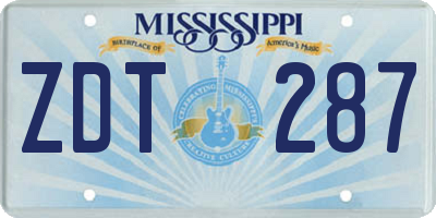 MS license plate ZDT287