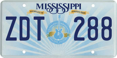MS license plate ZDT288