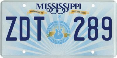 MS license plate ZDT289