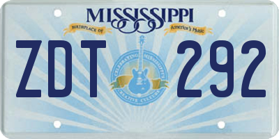 MS license plate ZDT292