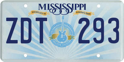 MS license plate ZDT293