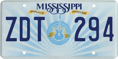 MS license plate ZDT294