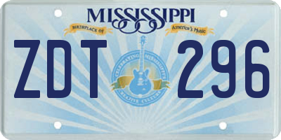 MS license plate ZDT296