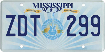 MS license plate ZDT299