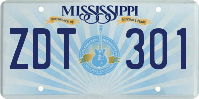 MS license plate ZDT301